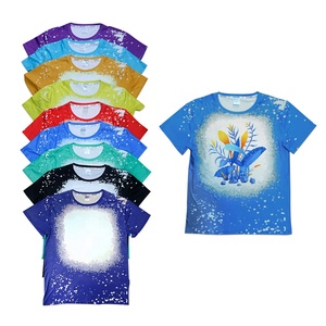 New Craft Custom Printable Sublimation Blank Unisex 100% Polyester Faux Bleached Children Plus Size T-shirts