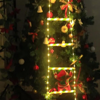 Luces LED de Navidad al por Mayor, Luces de Hadas Colgantes con Diseño de Papá Noel Escalando una Escalera, para Decoración Navideña de Paredes y Ventanas del Hogar
