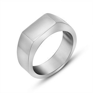 Men's Geometric Titanium Steel <b>Ring</b> Simple Flat Rectangular Smooth Trendy Jewelry Gift SA489 - Product Image 5