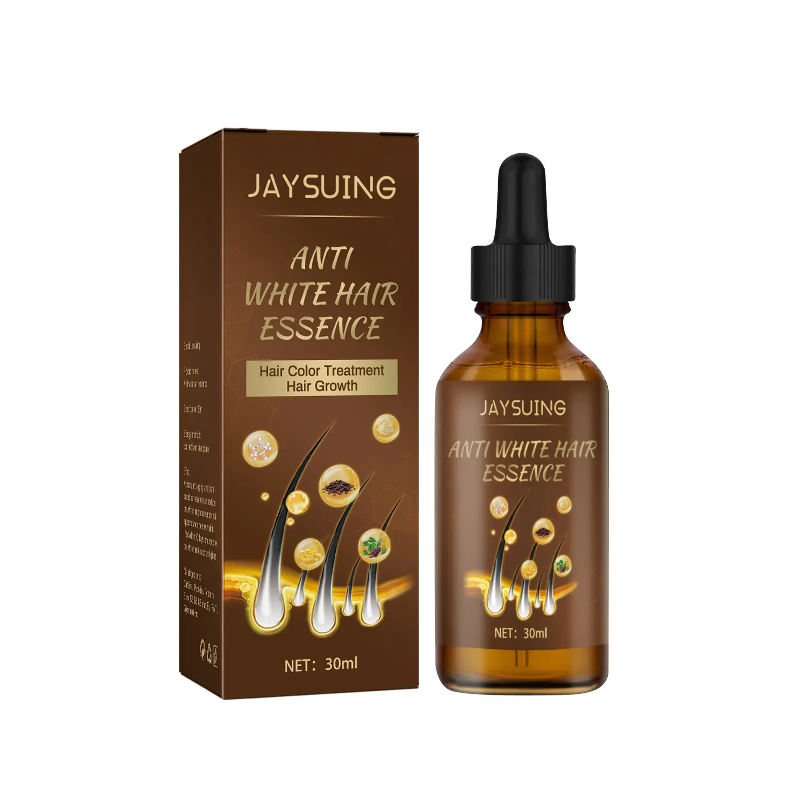 Jaydeming-tratamiento para el cabello, suero blanco a negro, 30ml