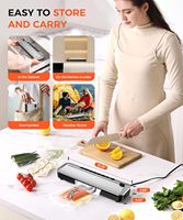 Mesin Vacuum Sealer 75KPa Makanan 6-in-1 Mode Kering/Lembab Timer Digital Desain Ringan Otomatis Pemotong Terintegrasi + 10 Kantong