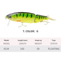 Leurre de pêche articulé de 160 mm, 59 g, en plastique ABS personnalisé, pour eau salée, leurre de plongée multi-articulations, leurre de pêche rigide