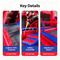 Château gonflable combiné toboggan et trampoline Iron Man pour enfants, idéal pour les événements en extérieur