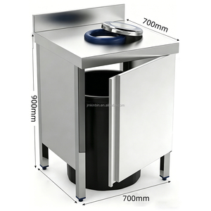 Carrito de Basura para Cocina Comercial, Carro de Acero Inoxidable para Clasificación de Residuos con Anillos de Goma Codificados por Colores para Catering y Restaurantes - Product Image 5