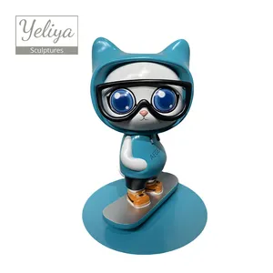 Customized Modern Fiberglass Cartoon Plated pop arts Sculpture Cartoon Cute Bear Stainless Steel Statue