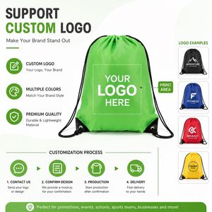 Custom Printing Logo Lightweight Polyester <b>Drawstring</b> <b>Backpack</b> Gym Sack Sports Bag Promotional Gift School Travel Cinch Bag - Product Image 4
