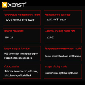กล้องถ่ายภาพความร้อน XEAST รุ่น XE-29 หน้าจอสี TFT ขนาด 2.8 นิ้ว ความละเอียด 120*90 สำหรับตรวจจับการรั่วไหลในท่อและผนัง - Product Image 4