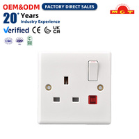 Enchufe de Pared con Interruptor Estándar Británico de 13A, Moderno, Duradero, Multifuncional, Blanco, con Luz de Neón, Precio de Fábrica