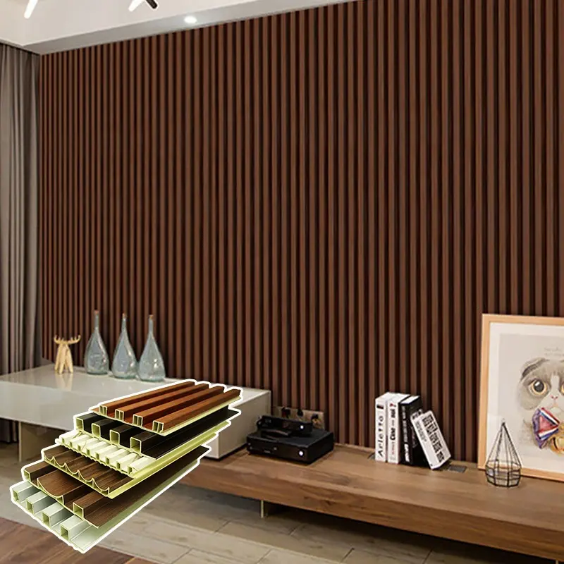 free sample Slat Wood Fiber Shaped Extrusion 300mm length interior wpc louver wall panel