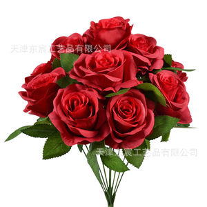 Bouquet de roses artificielles Dongchen Crafts, 10 têtes, 43 cm, fleurs en soie, décoration de mariage et de maison - Product Image 5