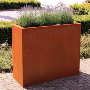 Jardinières en acier corten personnalisées pour jardin, pots à fleurs en forme de cube, jardinières extérieures - Product Image 2