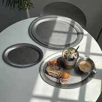Ensemble d'assiettes ovales vintage en acier inoxydable pour desserts, dîners, pâtes, café, pâtisseries, avec plateaux de service plats pour la maison et la cuisine
