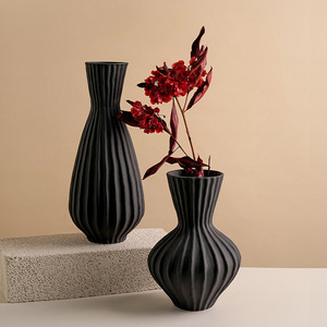 Vase en céramique simple motif coquille Texture givrée <span class=keywords><strong>Pot</strong></span> de fleur <span class=keywords><strong>hydroponique</strong></span> créatif rayé noir et blanc Colorway Vase en céramique - Product Image 4