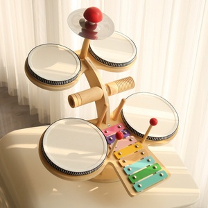Table musicale multifonctionnelle pour enfants avec instrument de percussion, support de batterie, jouet éducatif en bois, 8 gammes sonores - Product Image 2
