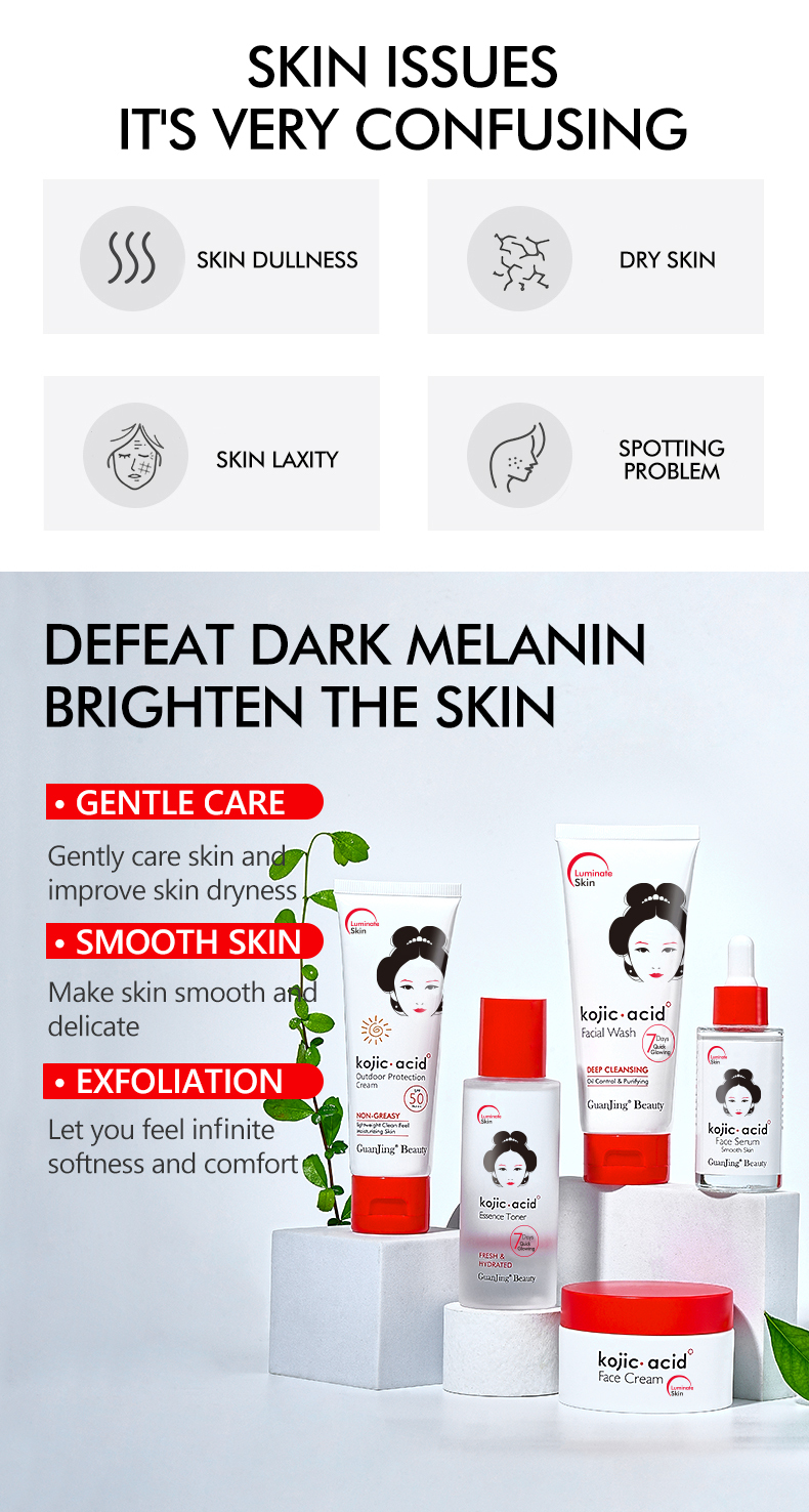 Coffret Kojie San Crème Visage Éclaircissant - 4 Produits Anti-taches à L'acide Kojique
