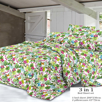 Ensemble de draps de lit en microfibre tissée de haute qualité sur mesure, 3 pièces, avec 2 taies d'oreiller, design imprimé, coloré, durable, respirant