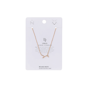 Collier pendentif signe zodiacal Vierge, chaîne en acier inoxydable plaqué or pour femme, bijoux minimalistes tendance - Product Image 1