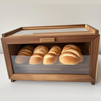 Boîte à pain en bois d'acacia avec fenêtre de style fermier de grande capacité Porte-pain Accessoire de cuisine pour le stockage et le conteneur d'aliments