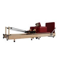 Wavar Promotion : Reformer Pilates avec structure en chêne améliorée, revêtement en cuir, couleur au choix, pour entraînement musculaire, étirement et relaxation