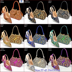 Set di <span class=keywords><strong>scarpe</strong></span> da sposa di alta qualità <span class=keywords><strong>con</strong></span> pietre belle <span class=keywords><strong>scarpe</strong></span> da donna abbinate Set di borse - Product Image 6