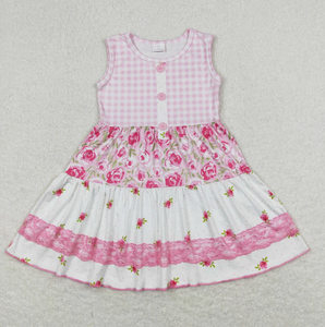 ชุดเดรสเด็กผู้หญิงแขนสั้นปักลายเปลือกหอยประดับโบว์ลายทางระบาย - Product Image 2