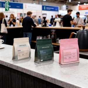 Emballage de <span class=keywords><strong>grains</strong></span> de café écologique imprimé sur mesure, pochette à café recyclable <span class=keywords><strong>en</strong></span> matériau monobloc avec valve et fermeture éclair, qualité alimentaire, faible MOQ - Product Image 3