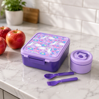 Boîte à lunch bento professionnelle OEM pour enfants, ensemble de 4 compartiments, étanche, pour l'école, la maison, la préparation des repas, réutilisable