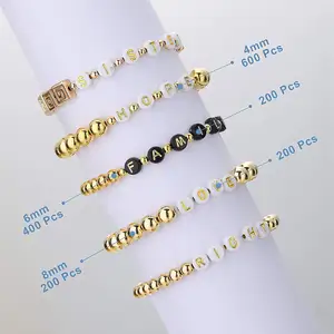 Handgemachte Diy Armband Halskette Mix Letter Acryl Perlen Runde flache Alphabet Digital Cube Loose Spacer Perlen für die Schmuck herstellung