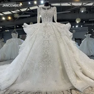 Mn111 Prom Dress Princess Long Sleeve Bridal Gown Beautiful Lace Wedding Beaded Plus Size Dress