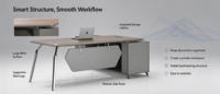 Bureau de direction moderne en bois avec structure en aluminium, poste de travail modulaire durable pour le bureau