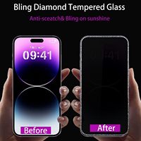 Verre trempé à paillettes diamantées pour iPhone 17 16 15 Pro Max Bling Screen Protector Cover