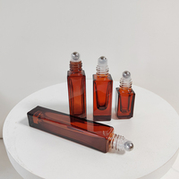 Flacons roll-on rectangulaires en verre doré mat, sérigraphiés, avec protection UV, 3ml, 5ml, 8ml, 10ml, avec bille en acier
