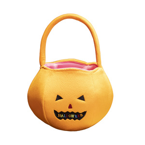 Sac à bonbons d'Halloween en forme de citrouille mignon en peluche super doux personnalisable pour enfants Panier cadeau - Product Image 1