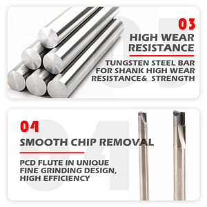 Supal <span class=keywords><strong>CNC</strong></span> kim cương 2 Flutes phay Cutter PCD End Mill công cụ cắt lõi bit máy cắt cho Graphite nhôm sợi carbon - Product Image 4