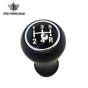 Poyracing – pommeau de levier de vitesse manuel à 5 vitesses, en cuir noir, pour Peugeot 206 207 208 307 308 408 508 301 - Product Image 1