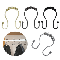 Crochets pour rideau de douche, anneaux métalliques double face robustes, supports pour rideau de salle de bain, acier inoxydable antirouille