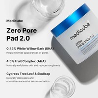 Medicube Zero Pore Pads 2.0 Mengandung Asam Laktat dan Panthenol, Toner Pad Melembapkan dan Menenangkan, Cocok untuk Semua Jenis Kulit