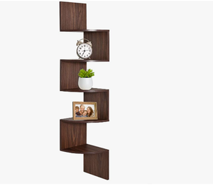 5 Tier yüzer kitap rafları ve kolay monte duvar montaj köşe raflar silah PVC çevre dostu depolama tutucular ve raflar doğal - Product Image 2