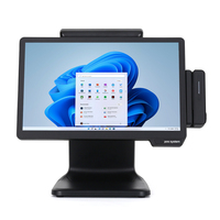 Sistem POS Komersial Matudapos ST9800 15,6 Inci Layar Sentuh Ganda Dengan MSR Checkout untuk Supermarket, Toko Retail, dan Toko Kelontong