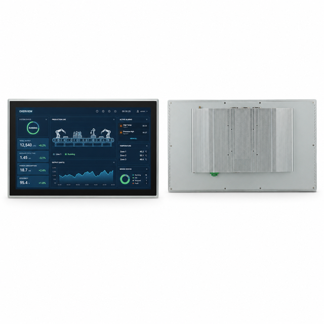 8-23.8 Inch High Brightness 12-36V DC Aluminum Alloy Touch Screen HMI, Fanless Embedded Automation Industrial Tablet Panel PC