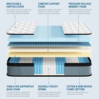 Mobilier de maison moderne Matelas queen en mousse à mémoire de forme Lit double avec ressort en mousse pour chambre à coucher appartement hôtel