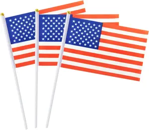 Heyuan Custom USA American Flag 3x5 Ft Pole Sleeve Banner Style mini UK promotional flags banners with flag pole