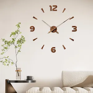 Ekstra büyük 3D DIY için özelleştirilebilir kuvars hareketi ile duvar saati Modern çerçevesiz tasarım ev dekorasyon Minimalist tarzı