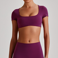 Soutien-gorge de sport rembourré à maintien élevé pour femme, double couche, respirant, léger, idéal pour le Pilates