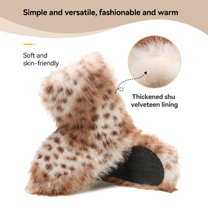 Stivaletti da <span class=keywords><strong>Donna</strong></span> in Ecopelliccia alla Moda, Caldi e Comodi, Antiscivolo con Tacco Piatto per Esterni - Product Image 3