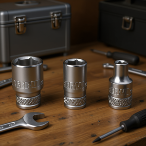 Clé à douille hexagonale Fervi, série normale, ensemble de 3 pièces, finition chromée métrique - Product Image 3