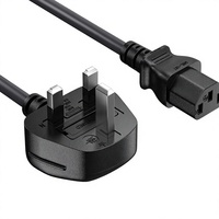 Câble d'alimentation Cable Leader 8 pieds IEC320 C13 BS1363 18AWG 13A 250V robuste pour PC/moniteurs/scanners/imprimantes, prise 3 broches Type G