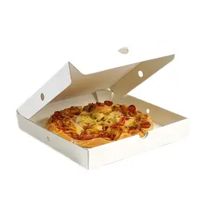 Fábrica Venda Quente Barato Customizável Pizza Caixa Food Grade Branco Papel Kraft Contato Direto Take Away Food Packing Box