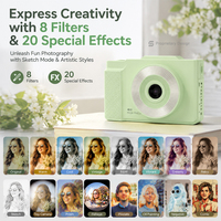 Appareil photo 1080P style vintage 48MP avec autofocus, écran IPS rotatif 2,8 pouces, triple lumière d'appoint couleur, lecteur MP3 et enregistreur pour anniversaire d'enfants