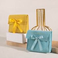 Pochette à bijoux en microfibre avec nœud en ruban, logo personnalisé, sac de rangement pour boucles d'oreilles, collier, bracelet, emballage cadeau